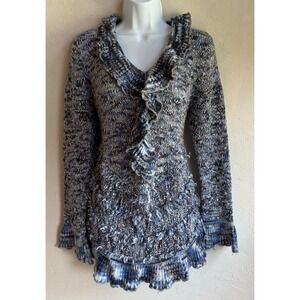 Vintage Y2K Bacci Ruffle Sweater M Whimsigoth Boho Romantic Bell Fairy Grunge